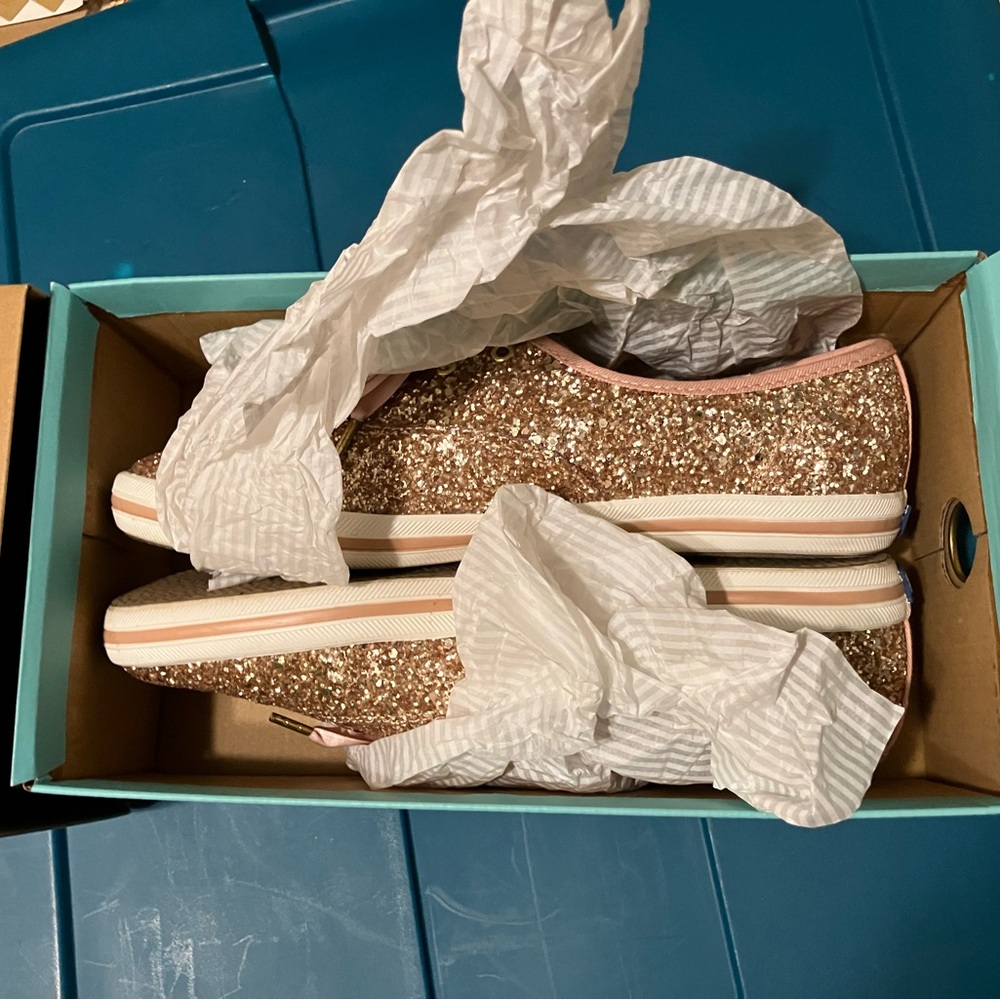 In box! KEDS x Kate Spade Rose Gold Glitter Sneakers